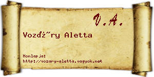 Vozáry Aletta névjegykártya
